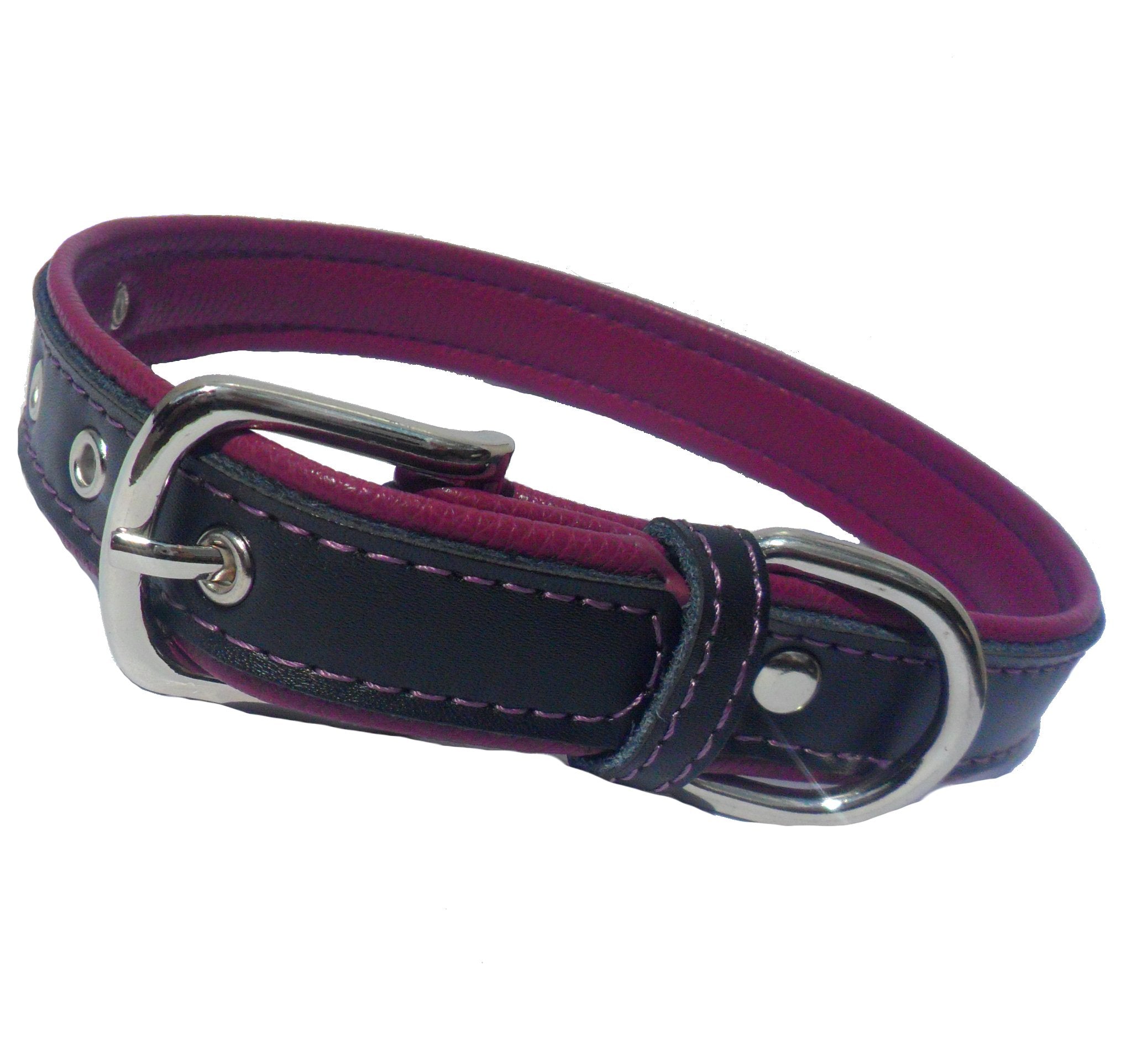 Designer Double-Layer Dog Collar – Black & Purple Berry